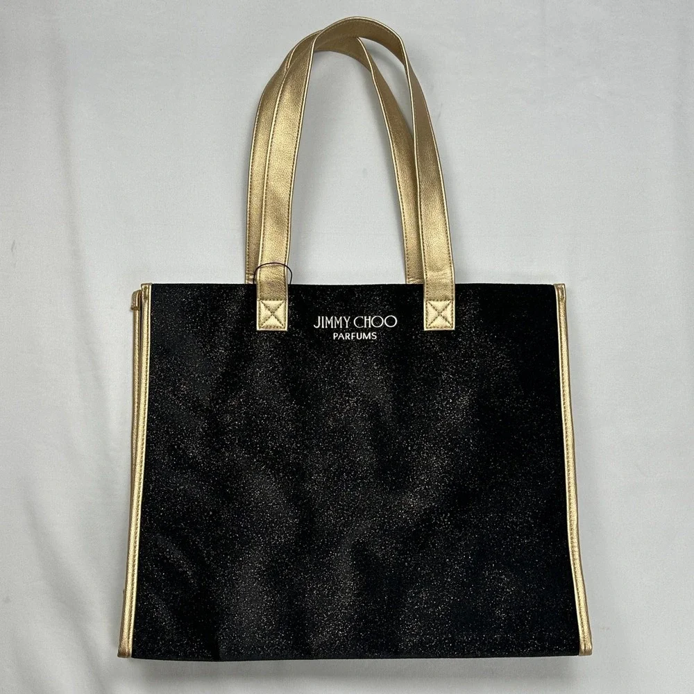 Jimmy Choo Parfums Black Gold‎ Glitter Shimmer Tote Bag CH003G101USA NWT